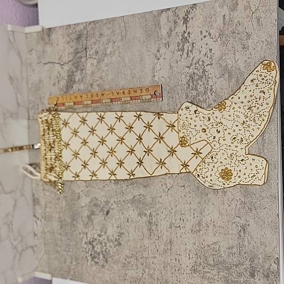 Vintage Victorian Shoe Boot beaded Christmas stocking - Picture 8 of 9